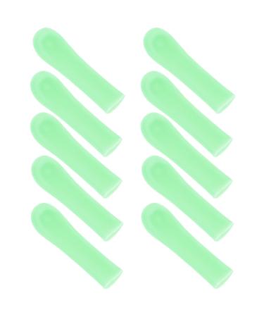 FRCOLOR Ear Spoon Tips Ear Cleaner Replacement Tips 10pcs Soft Silicone Ear Wax Pick Removal Tips Safety Ear Scoops Sleeves Accessories Set for Teens Adults Oval Green