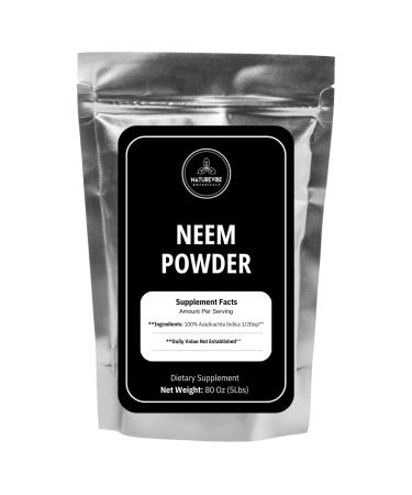 Naturevibe Botanicals Neem Leaf Powder 5lbs | Azadirachta Indica | Non-GMO and Gluten Free | 100% Pure & Natural (80 Ounces)