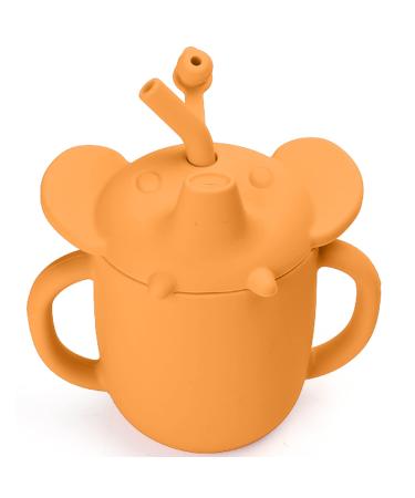 Toddler Sippy Cups Silicone Straw Cup Spill Proof with Handles for Baby 6+ Months The First Years Training Cups for 1+ Year Old (7oz Orange)