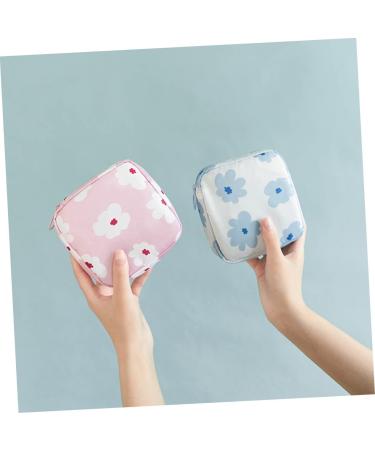 Cabilock Storage Pocket 2 Pack - Versatile Cosmetic Period & Diaper Bag for Women | Travel-Friendly Blue Floral Design - 12.5x12cm - Buy Online on GoSupps.com