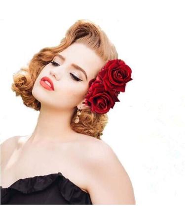 Red Rose Flower Hair Clip Comb - Bridal Wedding Hair Accessory for Girls and Women - Buy Online on GoSupps.com