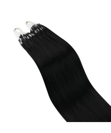 Ugeat Real Hair Microring Extensions - Black Micro Loop Hair Extensions 55cm 50g 50 Strands - Premium Quality Remy Hair - Buy Online on GoSupps.com