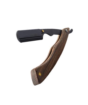 Didiseaon Wooden Razor Manual Shaver Portable Bracket Wood Stainless Steel Foldable Tool Holder Clip-on Razor Old Fashioned Clip-on Foldable Manual Eyebrow Trimming Razor