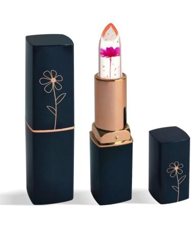 LZPCarra Dark Blue Tube Transparent Dried Flower Lipstick Gold Leaf Jelly Colour Changing Moisturising Lip Balm Moisturising Lip Care (E One Size) 1 count (Pack of 1) E - Buy Online on GoSupps.com