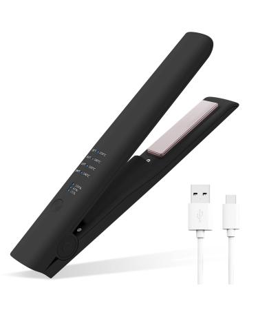Cordless Hair Straightener iTayga 2 in 1 Wireless Hair Straightener and Curler Portable Travel Flat Iron with 5000mAh Battery USB Rechargeable Suitable for Many Hairstyles 4 Colors Black