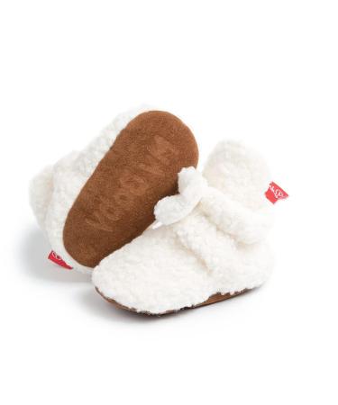 Sonsage Infant Baby Girls Boys Snow Boots Soft Anti-Skid Sole Ankle Premium Booties Newborn Toddler Prewalker Winter Warm Crib Shoes 6-12 Months B01 White
