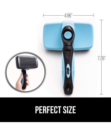 Gorilla Grip Self Cleaning Pet Slicker Brush for Dogs and Cats - Shedding and Dematting Tool for Long or Short Hair Pets - Detangle Undercoat Fur - Blue, 7.28 x 4.96 - Buy Online on GoSupps.com