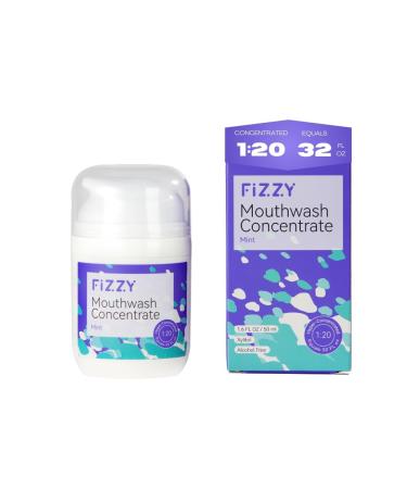 Fizzy Travel Size Mouthwash Concentrate | 20x Concentrated Equals 32 FL oz & 70 Uses | Alcohol & Fluoride Free for Kids & Adults | Xylitol Coconut Oil & Tea Tree Oil Aloe Vera | Mint