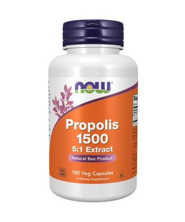 Now Foods Propolis 1500 (Extract 5:1) Bee Propolis 100 Capsules Lab Tested Soy Free Gluten Free Non-GMO