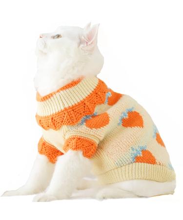 ANIAC Cat Sweater Puppy Warm Clothes Doggy Cozy Vest Shirt Autumn Winter Outfits Kitten Winter Knitwear Small Dogs Sweatshirt for Cold Season and Spring (Small, Orange) Small Orange