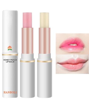 2 PCS Peach Color Changing Lipstick & Lip Balm Set  Magic PH Changing Lip Gloss Tinted Long Lasting Lip Balm Moisturizer Korean Lip Stain for Women Lip Care Labiales Magicos 24 Horas Originales