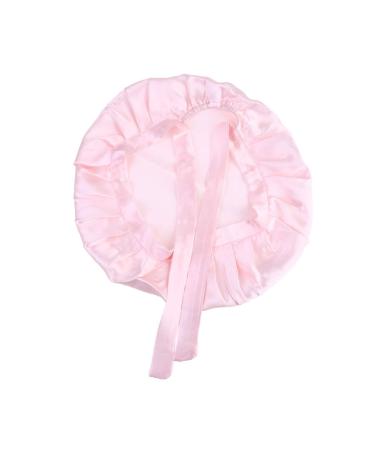 SOLUSTRE Hair Protection Cap Sleeping Cap Silk Bonnet Adjustable Satin Cap for Sleeping Bonnet (White) One Size Pink