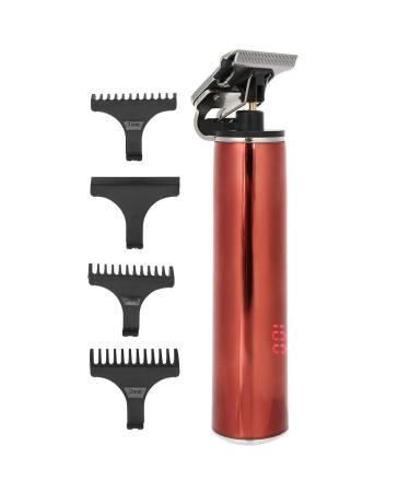 Electric Trimmer Hair Clippers LCD Display Home Hair Cutter Waterproof (Red)