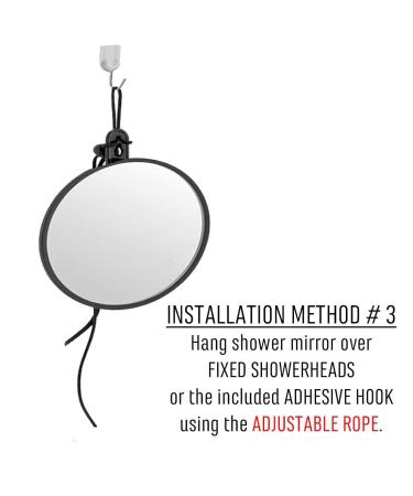 Shower Shaving Mirror with Anti-Fog Spray, Suction Cups & Hook - Portable, Shatterproof Surface - 6 Wide Black - Buy Online on GoSupps.com