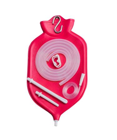 HealthAndYoga NaturoFlo Enema Bag Kit - Open Fountain top (2 Quart) - Silicone Tubing and Strong Metal Suspension - Hygienic Sterile Enema Sheet - Privacy Carry and Storage Bag 6 Piece Set