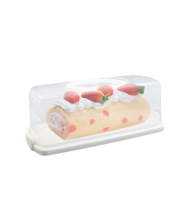 Portable Plastic Rectangular Loaf Bread Box, 13inch Translucent Cake Container Keeper for Buns Rolls Pumpkin Cakes Bagels Pastries Doughnut White