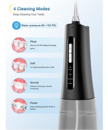 Portable Dental Flosser Water Jet - Rechargeable Oral Irrigator for Teeth Dentures & Braces | Multiple Pressure Modes - Buy Online on GoSupps.com