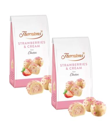 Classic Strawberries and Cream Bag 105g (Bundle Consisting of Thorntons 2 Pack Bag Bundle)