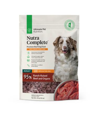 Ultimate Pet Nutrition Nutra Complete, 100% Freeze Dried Veterinarian Formulated Raw Dog Food with Antioxidants Prebiotics and Amino Acids, Beef 1 Pound (Pack of 1)