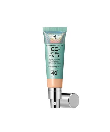 IT COSMETICS CC+ Cr me Natural Matte SPF 40 Haute Couvance et Contr le de Brillance Peaux Mixtes Grasses Avec S rum quilibrant l'Acide Hyaluronique Your Skin But Better 32 ml Light Medium