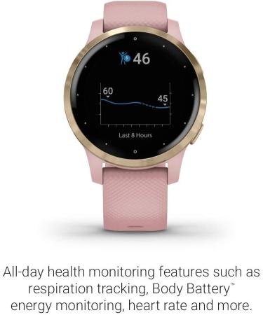Garmin V voactive 4S Renewed Smartwatch | GPS, Music, Body Energy Monitoring | Light Gold/Light Pink Band - 40mm - Buy Online on GoSupps.com