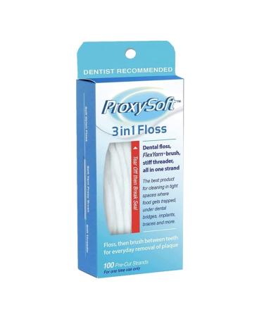 Dental With Proxy Brush and Threader for Optimal Teeth Flossing VS Traditional Flossing-Pre-Cut Threader Floss for Daily Dental Hygiene 3-in-1 Dental Floss by Proxysoft (2 Packs)