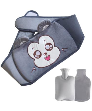 Molly Fox heat bottle 3 Set with cover and waist warm cover 1 liter BPA -free waist back warmer children and older people winter gift gray monkey 1000ml