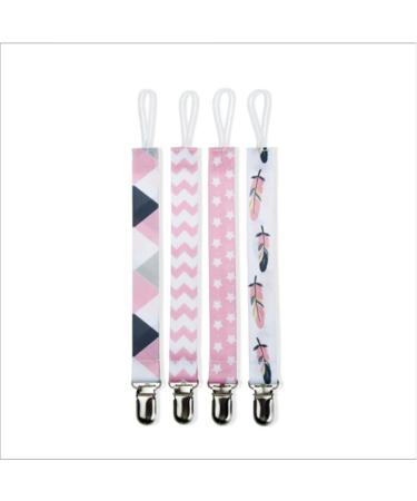 Culasign 4 piece of pacifier strap baby pacifier chain clip unisex pacifier chains for baby with plastic clip cotton pacifier strap fabric for bib triangular triangle sucker pacifier (6#)