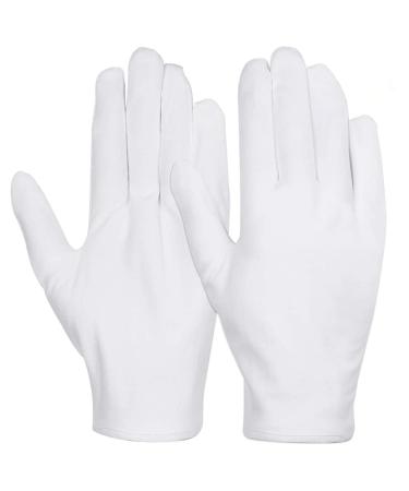 anezus 12 Pairs Cotton Gloves for Dry Hands, White Cotton Gloves Cloth Serving Gloves for Eczema Moisturizing Dry Hands Coin Jewelry Silver Archival Costume Inspection, Medium Size