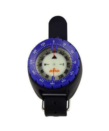 AOFAR Dive Compass AF-Q60 Waterproof, Durable, Compact. Wrist Strap Type Compass for Sailing, Diving, 11.8in Strap Blue