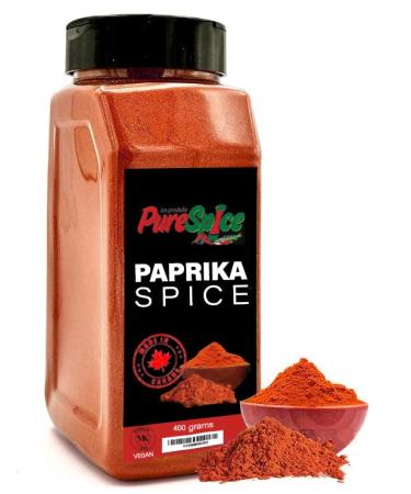 PureSpice Paprika Spice 400 Grams | Restaurant Grade Vegan Kosher Powder Seasoning | Premium Flavor for Cooking Meat Steak Rub and Sauce (Paprika)
