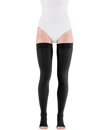 Medi Duomed Basic Thigh-High Compression Stockings CCL2 - Unisex Long Socks with Knobs for Women & Men - Black - Size IV - Buy Online on GoSupps.com