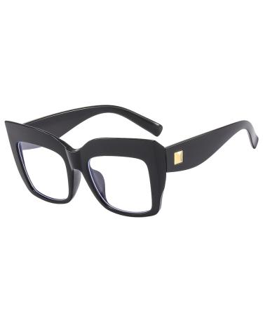 SERONI Large Tr90 Squre Frame Blue Light Blocking Glasses for Women Men Anti UV Ray Computer Reading Glasses for Women Men Black 52 Millimeters