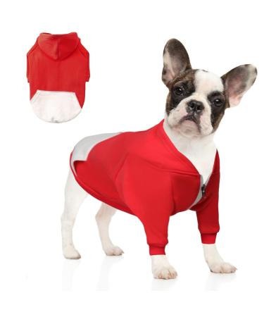 meioro Dog Hoodies Warm Dog Clothes Zipper Dog Clothes Cute Pet Hoodies (S Red) S Red