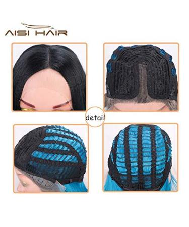 HBINGBING Blue Straight Long 20 Synthetic Lace Front Wig - Heat Resistant Fiber for All Women - Buy Online on GoSupps.com