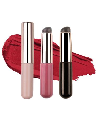 Lip Brush Concealer Brush Silicone Set of 3 Round Head Makeup Brushes Lipstick Brushes Portable Tapping Concealer Brush Silicone Puffs multicolor