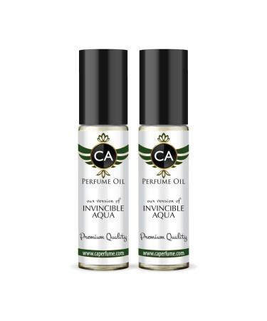 CA Perfume Impression of Paco R. Invincible Aqua For Men Replica Fragrance Body Oil Dupes Alcohol-Free Essential Aromatherapy Sample Travel Size Concentrated Long Lasting Attar Roll-On 0.3 Fl Oz-X2