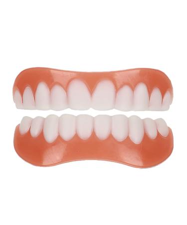 LIQIU Comfortable fit Elastic Teeth - Upper and Lower dentures - Natural Color Protects Your Teeth and regains a Confident Smile