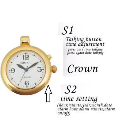 SHMIOU English Talking Watch for Women - Golden Pendant for Senior Blind, Analog Voice with Alarm and Date Output - Buy Online on GoSupps.com