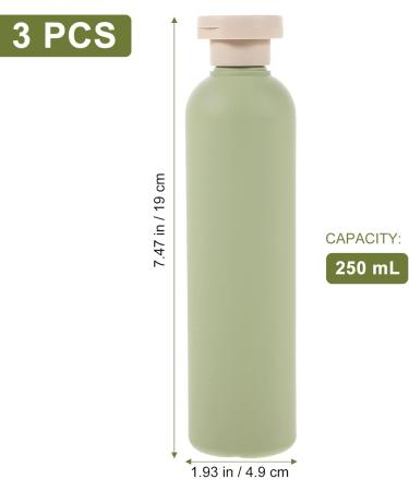 Minkissy Empty Shampoo Bottles 250ml - Set of 3 Refillable Squeeze Containers for Shower Gel, Lotions, and Body Wash - Green - Buy Online on GoSupps.com