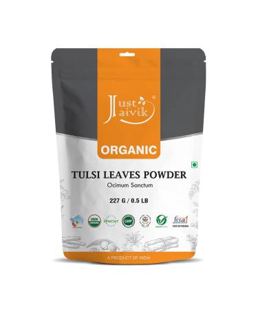 Just Jaivik 100% Organic Tulsi Powder Holy Basil Powder- Ocimum Sanctum- 0.5 LB / 227 g 1/2 Pound- USDA Organic Certified - an Ayurvedic Adaptogen
