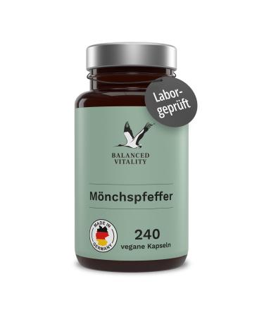 M nchspepfer - 10 mg monk pepper per dose - 240 vegan capsules for 8 months - 4: 1 extract from original Vitex Agnus Castus - laboratory test - Made in Germany - Balanced Vitality - Buy Online on GoSupps.com