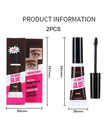 2-Pack Tinted Eyebrow Mascara Gel Set - Waterproof Long Lasting & Cruelty-Free Eyebrow Cream with Brush | Thickening Tint 0.8 Fl Oz (03# BLACK - Buy Online on GoSupps.com