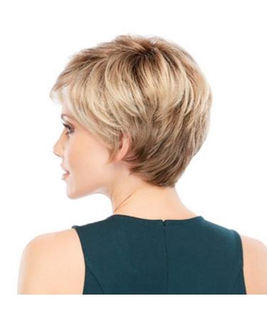 Charming Short Blond Hair Wig - Golden Fiber Gradient Natural Wavy Women's Wig (28cm Red Brown) - International Shipping Available - Buy Online on GoSupps.com