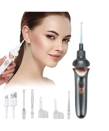 Silicone Ear Scoop Vacuum Cleaner Earwax Removal Tool Ear Cleaner Kit USB Charging Comfortable Spiral Tweedy Ear Wax Suction Remover for Kids Adults Black