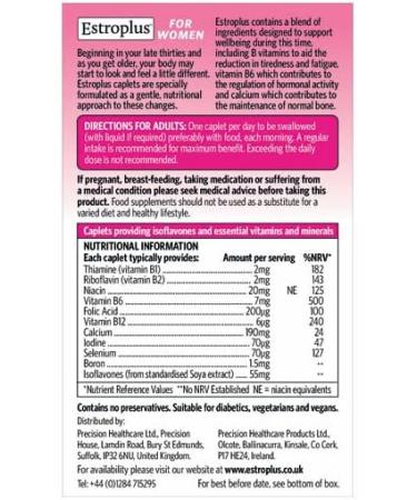 Estroplus film coated tablet which contains a balanced blend of Soy Isoflavones Vitamins and Minerals to support your health and wellbeing during perimenopause menopause and for the regulation of hormonal balance - Buy Online on GoSupps.com