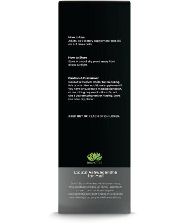 BIOACTIVE Liquid Ashwagandha Supplement Drops - Testosterone Booster For Men* - Adaptogen for Stress Support Men s Wellness - Organic Vegetarian Gluten Free Non-GMO 59 Servings (1 Oz Unflavored) Unflavoured 1 Fl Oz (P  - Buy Online on GoSupps.com