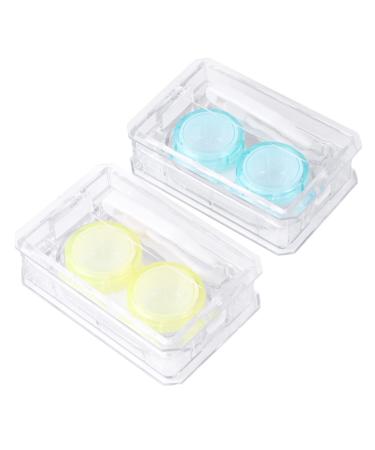 SOLUSTRE 2pcs Mini Container For Colored Contact Lenses Mirror Foil Storage Box Japanese Style Assorted Colors 1 8X5cm