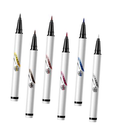NULYLU 6pcs Colored Eyeliner Pen Eyeliner Pen for Makeup Supplies Ultra-fine Felt-tip Eyeliner Abs