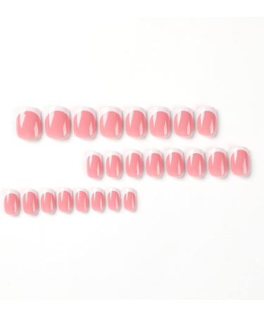 Justotry 24 Pcs Milky White French Press on Nails - Short Squoval Fake Nails with Glue | Pretty Pink Nail Art for Women - Buy Online on GoSupps.com